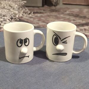 Vintage 3D Funny Face ATICO Anthropomorphic Coffee Cups Mugs 90s
